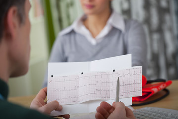 Models Consultation with a 40-year-old woman Reading of a normal ECG