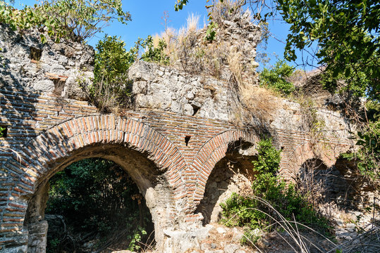Bath of Vespasianus. Ruins of ancient city Olympos in Lycia. Turkey