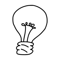 bulb - vector illustration sketch hand drawn with black lines, isolated on white background