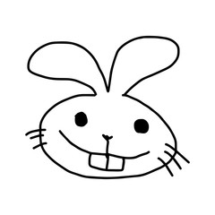 rabbit head - vector illustration sketch hand drawn with black lines, isolated on white background