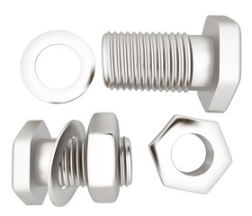 Screws and nuts set. 3d illustration