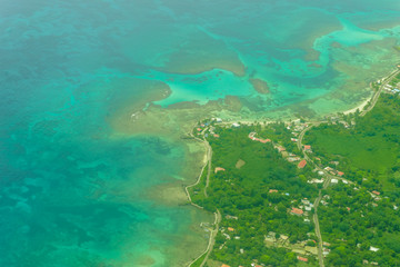 Fototapeta na wymiar aerial view of tropical island , Big Corn Island, Nicaragua