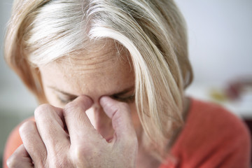 Fototapeta premium Senior with sinusitis