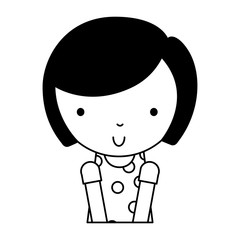 black icon cute upper body little girl vector illustration graphic design