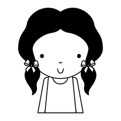 black icon cute upper body little girl vector illustration graphic design