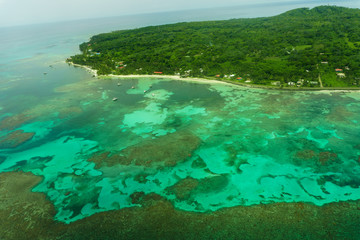 Naklejka premium aerial view of tropical island , Big Corn Island, Nicaragua
