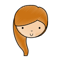 scribble cute little girl face vector illustration graphic design