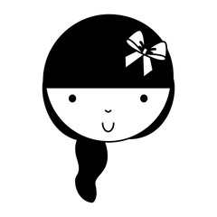 black icon cute girl face vector illustration graphic design