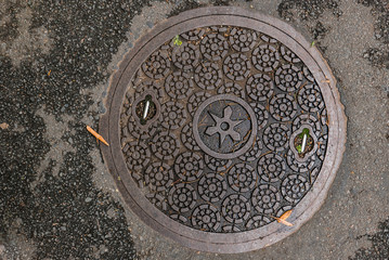 Manhole cover at Bamboo forest of Arashiyama
