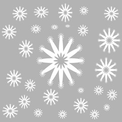 White snow flakes on grey background vector