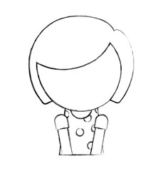 sketch draw faceless cute upper body little girl vector illustration graphic design