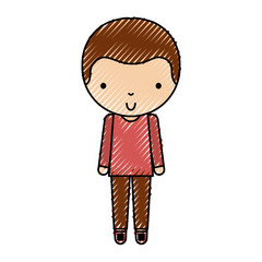 scribble cute little boy vector illustration graphic design