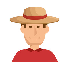 cartoon gardener man with a hat icon over white background colorful design vector illustration