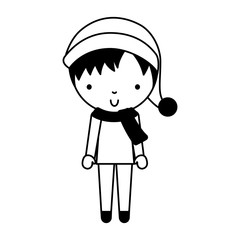 cute black icon christmas little boy vector illustration graphic design