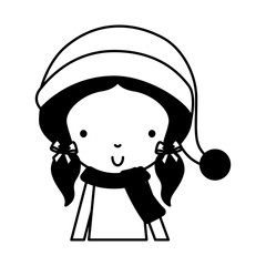 black icon christmas cute upper body little girl vector illustration graphic design