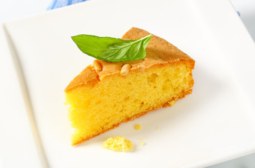 Slice of butter sponge cake