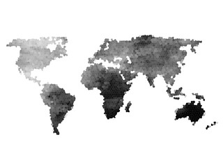 World Map Illustration in hexagons