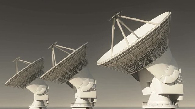 4k Satelite Dishes at dusk,Very Large Radio Observatories-Time Lapse,Military Radar,Space exploration.