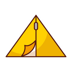 shadow cute yellow camping tent cartoon vectoer graphic design