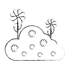 bush with flowers icon over white background vector illustration