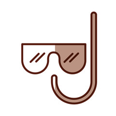 cute shadow brown mask and snorkel cartoon vector graphic design