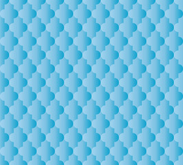 Moroccan islamic seamless pattern background in blue gradient. Vintage and retro abstract ornamental design. Simple flat vector illustration.