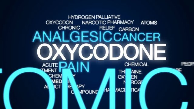 Oxycodone animated word cloud, text design animation.