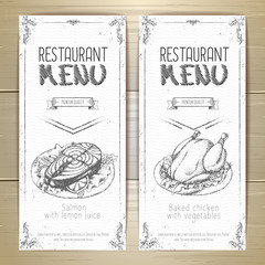 Set of restaurant menu hand drawn banners