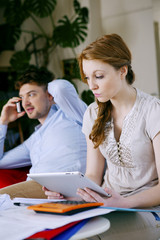 Couple doing paperwork