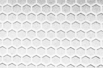 The hexagonal texture background in the black and white scene.