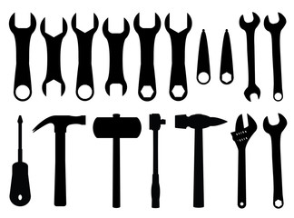 Workshop tools silhouettes