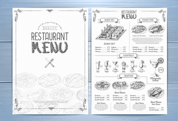 Hand drawing restaurant menu design
