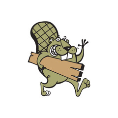 bunny holding wood cartoon vector illustration