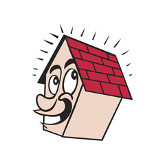 cute house smile cartoon illustration vector