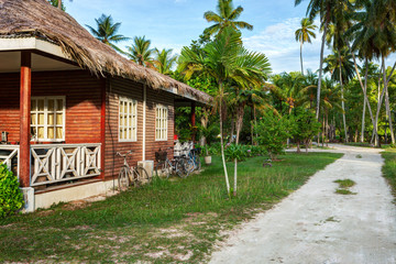 Traditional  old house in  island of  La Digue,  Seychelles