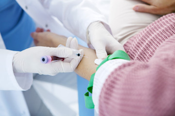 Blood specimen in a woman