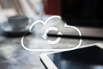 Cloud technology. Data storage. Networking and internet service concept.