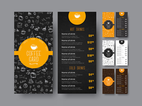 Template of the coffee menu for a cafe or restaurant.
