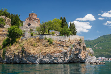 Fototapeta na wymiar Old St. John church on the rock on Ohrid lake, Macedonia (FYROM)