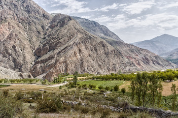 Mountain landscape, Valley, Shahimardan settlement enclave in Kyrgyzstan