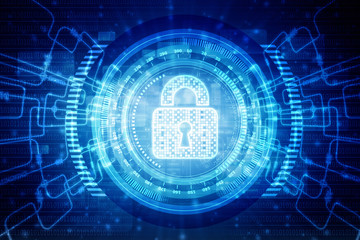 2d illustration Safety concept: Closed Padlock on digital background