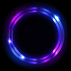Colorful neon frame on a dark background, vector abstract illustration.
