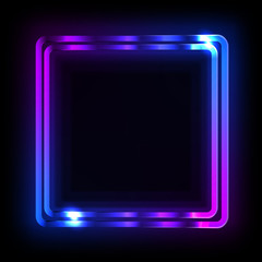 Colorful neon frame on a dark background, vector abstract illustration.