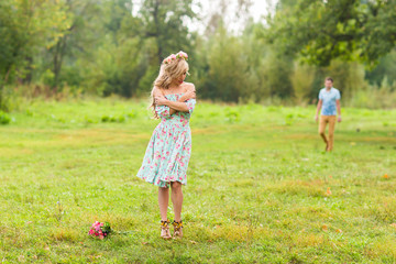 Young couple in love in nature