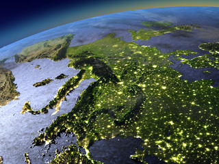 Fototapeta premium Evening above Europe from space