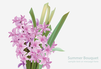 Floral blossom bouquet. Spring Summer delicate watercolor flowers Wedding Invitation. Place for text. Vector illustration