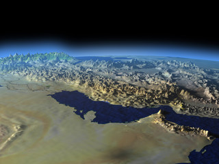 Persian Gulf from space on early morning © harvepino