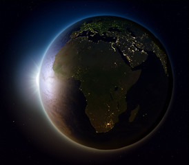 Sunset above Africa from space