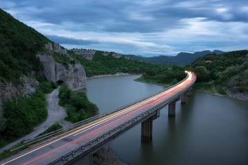 Magnificent landscape, nightscape  with light trails and the rock phenomenon The Wonderful Rocks...