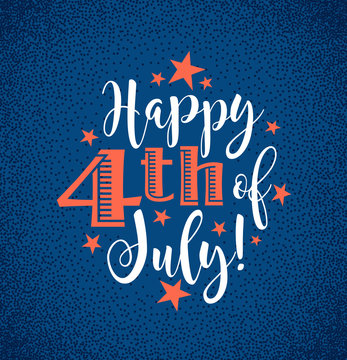 Retro Happy 4th Of July Typography Design For Greeting Cards, Web Page Banners, Posters